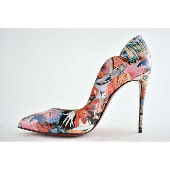 Christian Louboutin Hot Chick 100 Patent CH Xtian Black Red Blue Heel Pump 38.5 - Picture 8 of 11